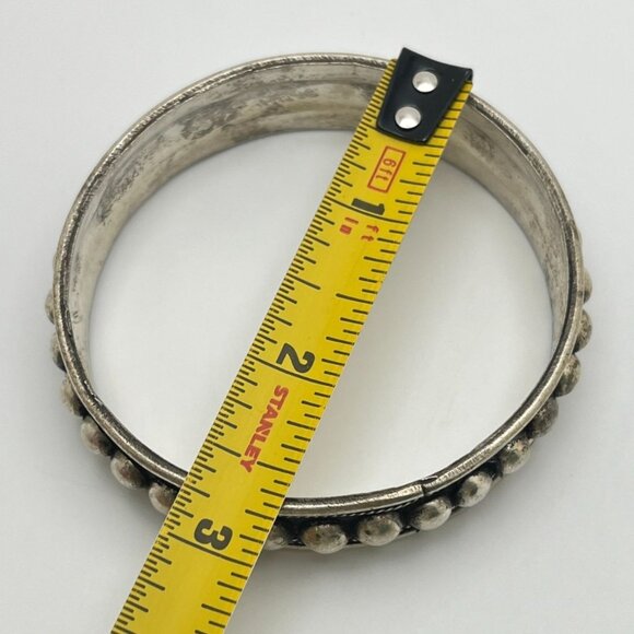 Vintage Silver Toned Bangle Bracelet with Beaded Detail Pearl Rope Design - Picture 3 of 6
